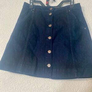 LC Lauren Conrad Dark denim button down fall skirt with pockets